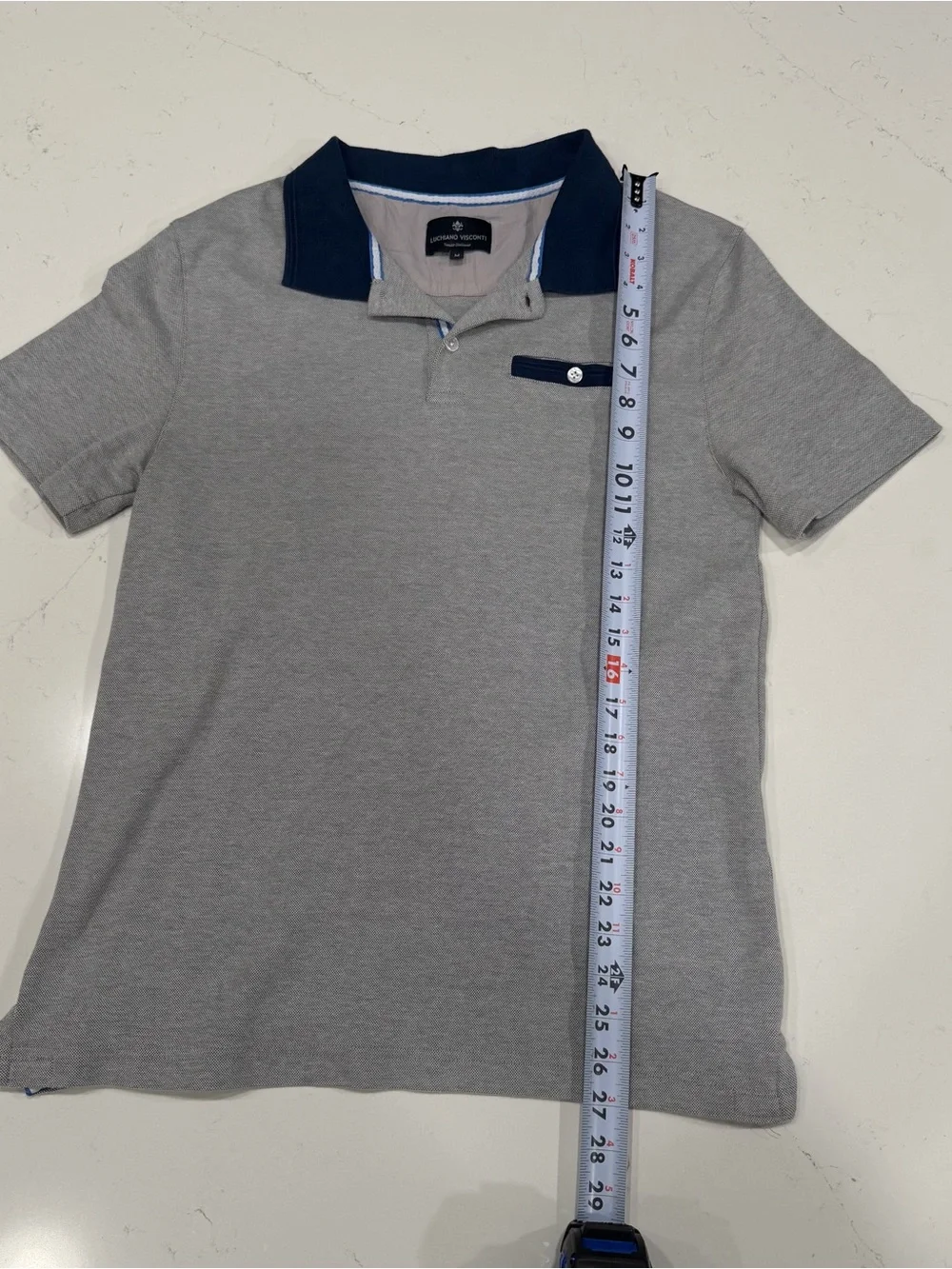 Luchiano Visconti Men’s Oxford Steel Gray Knit Polo - Medium